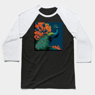 Beautiful Peacock and Stunning Matching Foliage Baseball T-Shirt